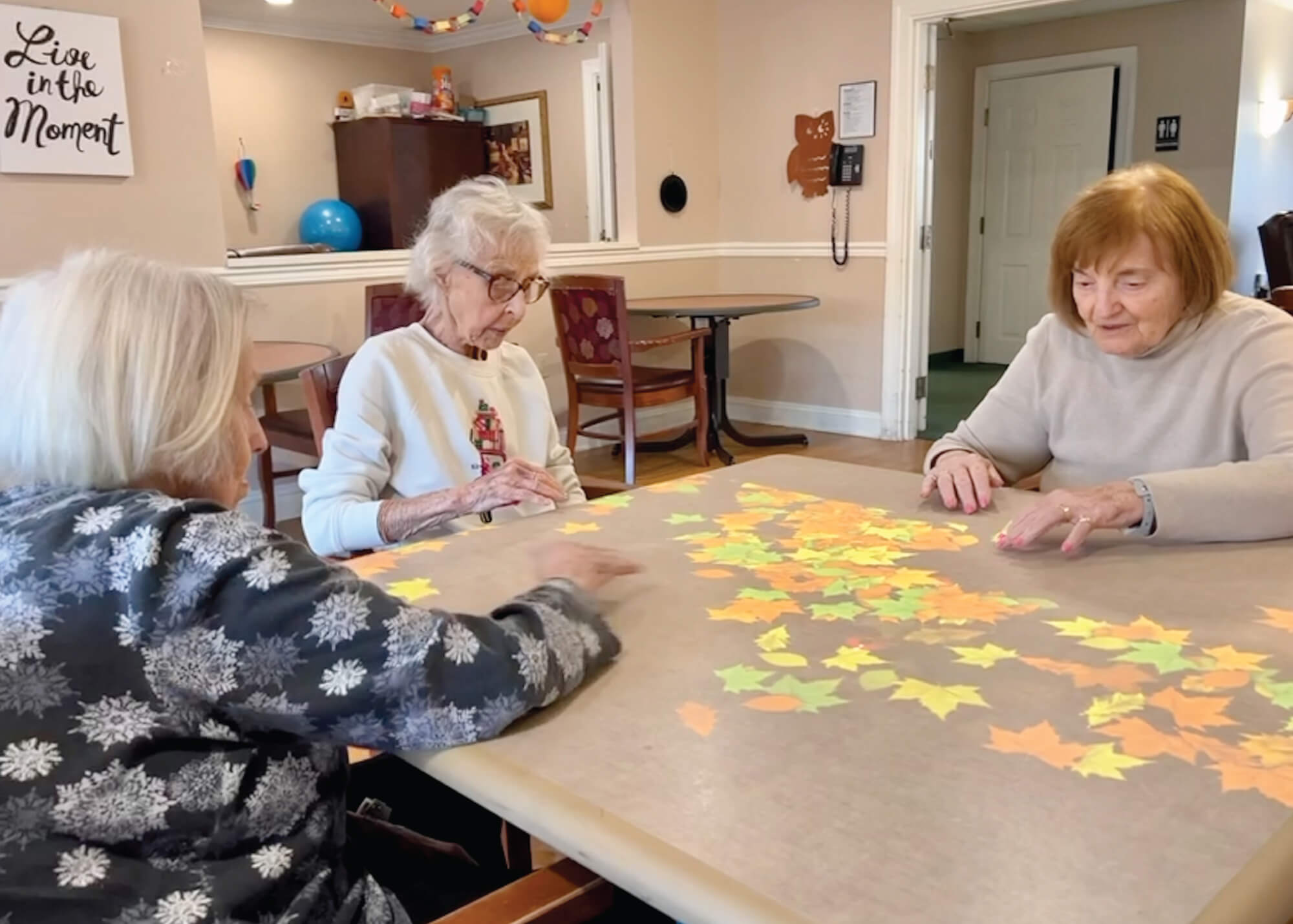 elderly women doing a puzzle