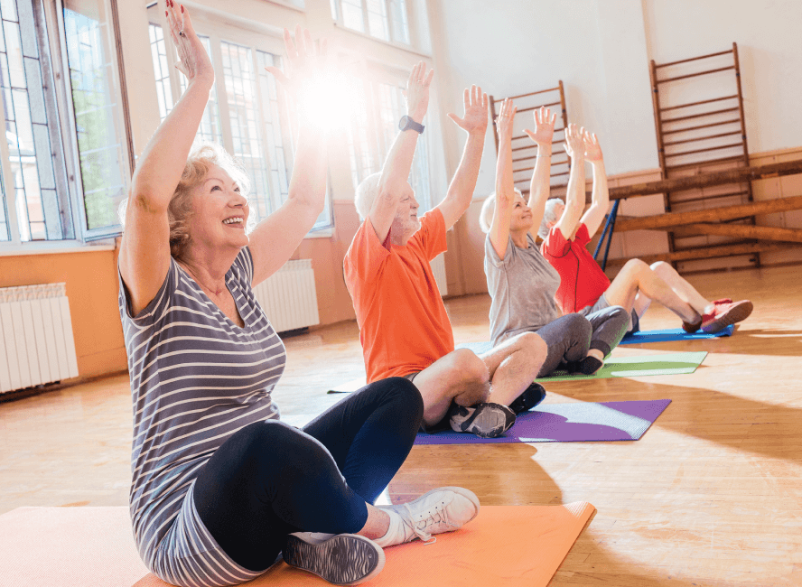 seniors doing yoga