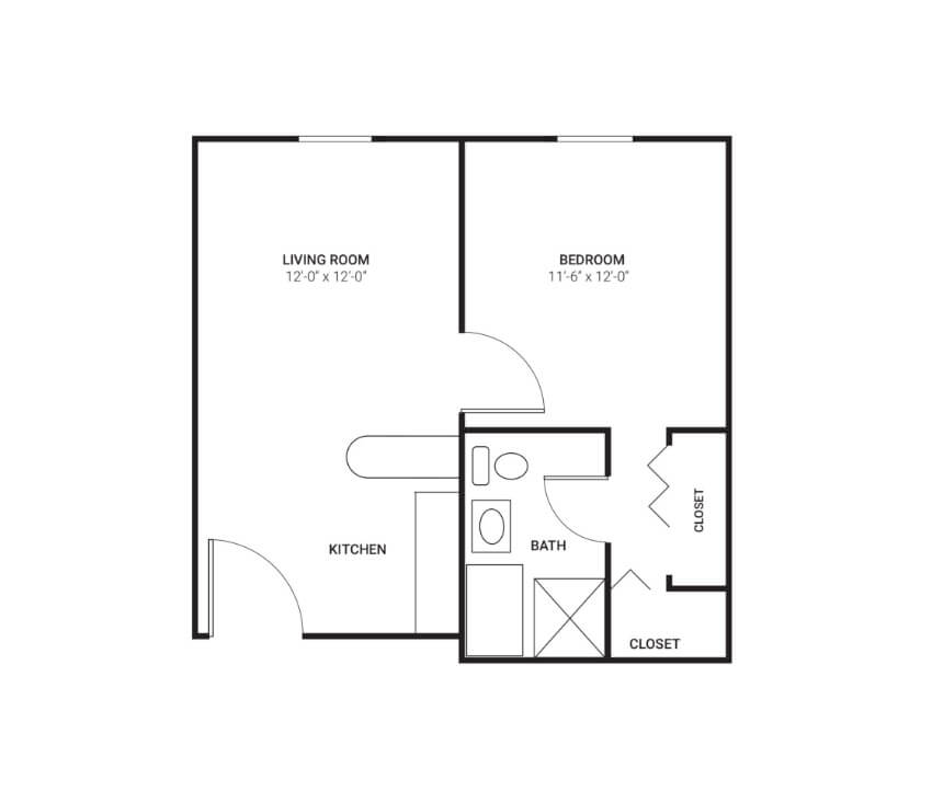 One bedroom apartment al floor plan